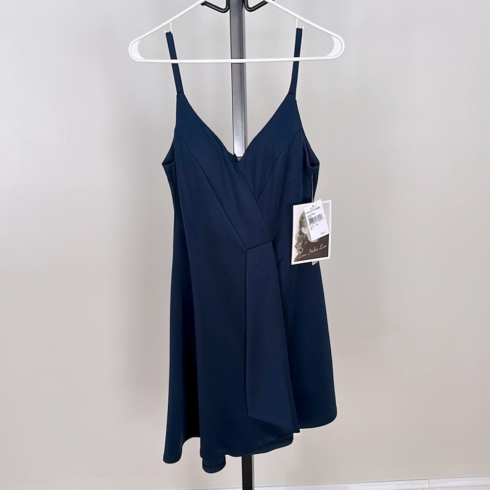 NWT Nordstrom Rack Navy Asymmetrical Hemline Dress